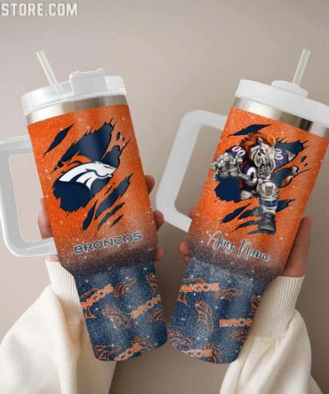 Denver Broncos Nfl Custom Stanley Quencher 40Oz Stainless Steel Tumbler With Handle