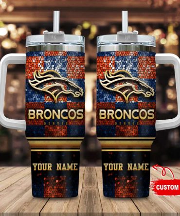 Denver Broncos Nfl Custom Stanley Quencher 40Oz Stainless Steel Tumbler With Handle