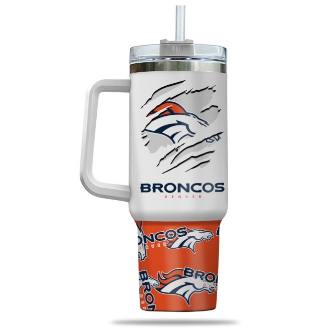 Denver Broncos Nfl Custom Stanley Quencher 40Oz Stainless Steel Tumbler With Handle - Image 3