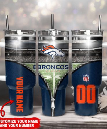 Denver Broncos Nfl Custom Stanley Quencher 40Oz Stainless Steel Tumbler With Handle