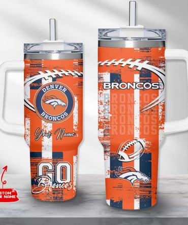 Denver Broncos Nfl Custom Stanley Quencher 40Oz Stainless Steel Tumbler With Handle