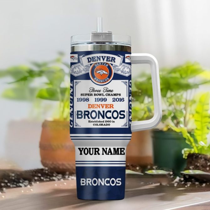 Denver Broncos Nfl Custom Stanley Quencher 40Oz Stainless Steel Tumbler With Handle - Image 2