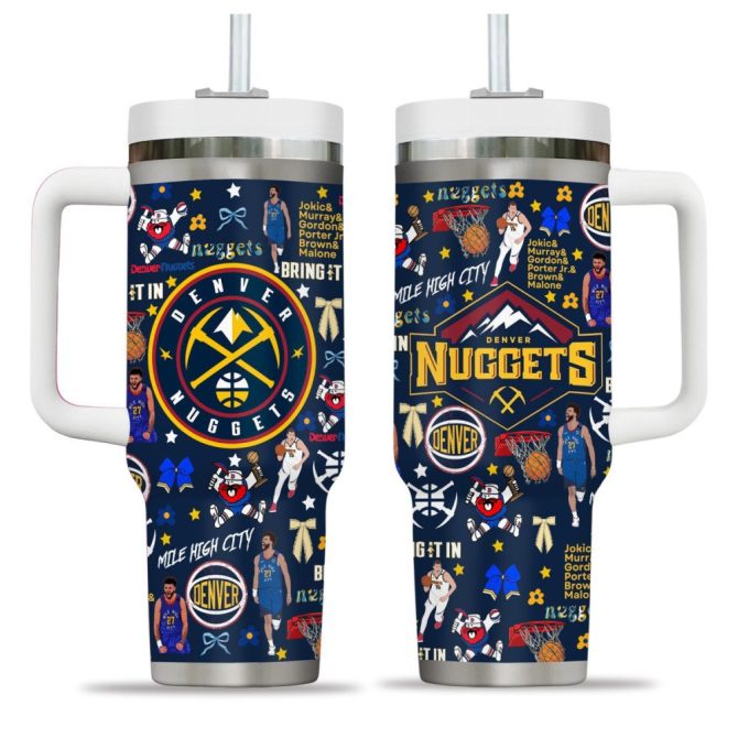 Denver Nuggets Nba Custom Stanley Quencher 40Oz Stainless Steel Tumbler
