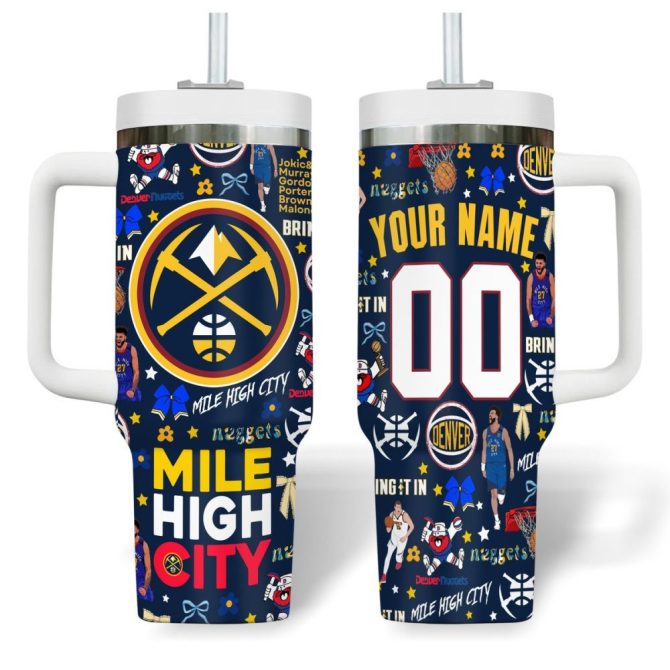 Denver Nuggets Nba Custom Stanley Quencher 40Oz Stainless Steel Tumbler