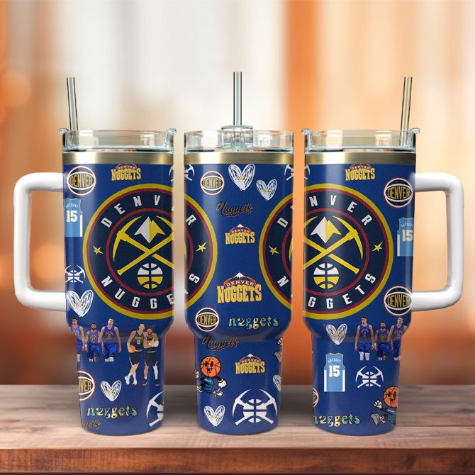 Denver Nuggets Nba Sports Custom Stanley Quencher 40Oz Stainless Steel Tumbler With Handle