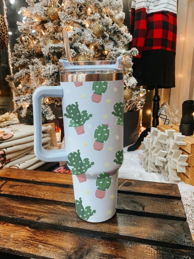 Desert Cactus Custom Stanley Quencher 40Oz Stainless Steel Tumbler
