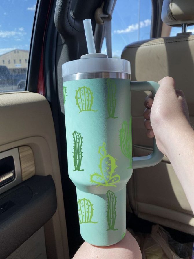 Desert Cactus Custom Stanley Quencher 40Oz Stainless Steel Tumbler