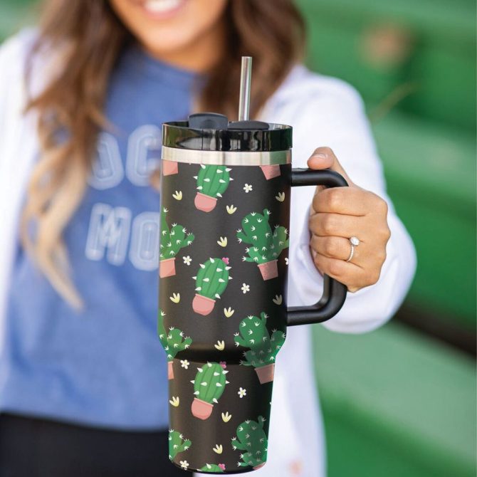 Desert Cactus Custom Stanley Quencher 40Oz Stainless Steel Tumbler