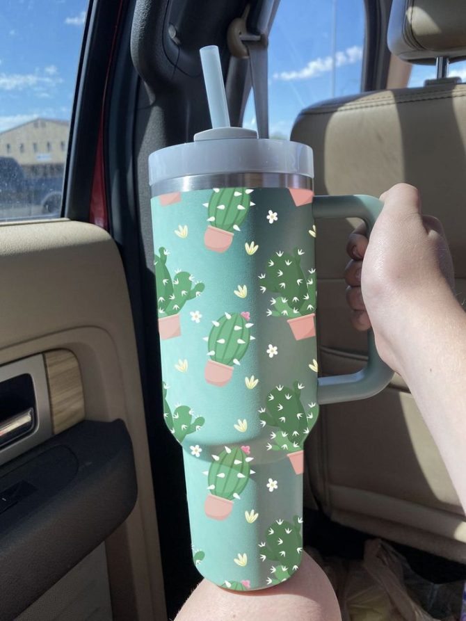 Desert Cactus Custom Stanley Quencher 40Oz Stainless Steel Tumbler