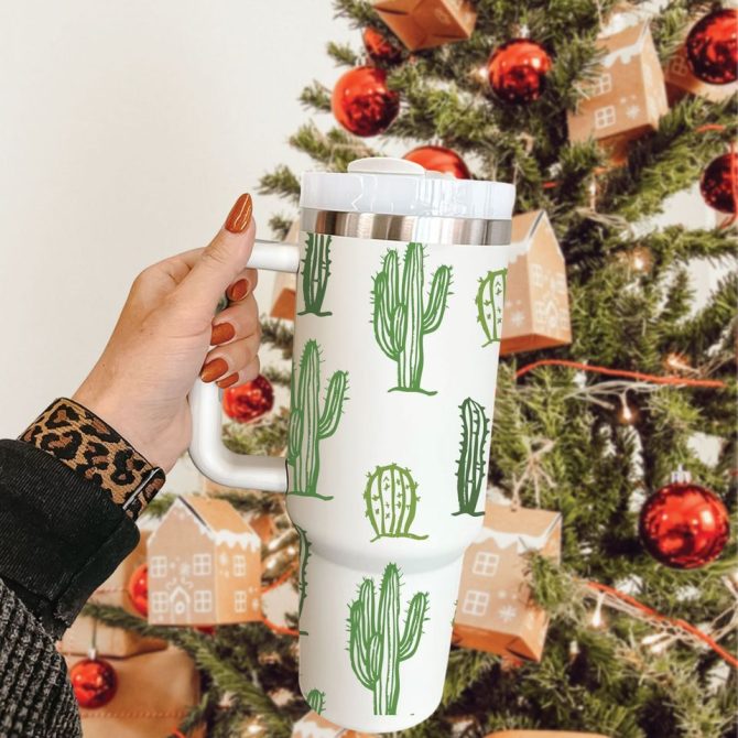 Desert Cactus Custom Stanley Quencher 40Oz Stainless Steel Tumbler