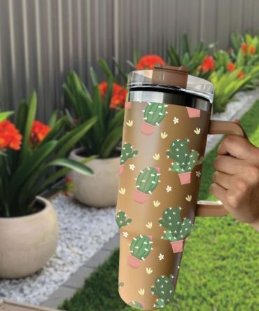 Desert Cactus Custom Stanley Quencher 40Oz Stainless Steel Tumbler