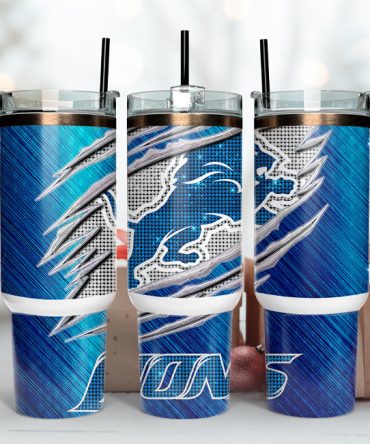 Detroit Lions Nfl Custom Stanley Quencher 40Oz Stainless Steel Tumbler With Handle