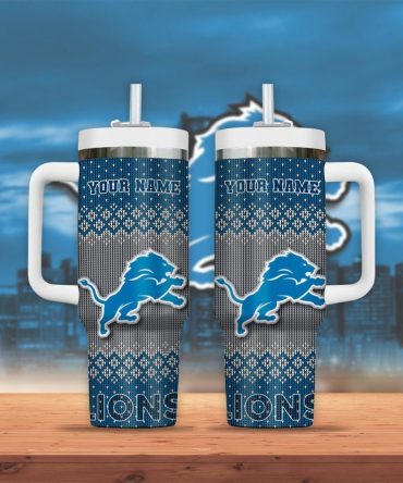 Detroit Lions Nfl Custom Stanley Quencher 40Oz Stainless Steel Tumbler