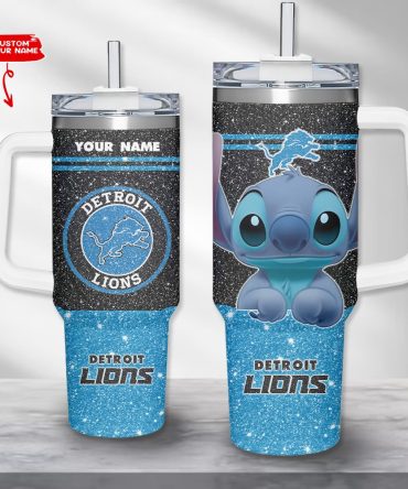 Detroit Lions Nfl Custom Stanley Quencher 40Oz Stainless Steel Tumbler With Handle
