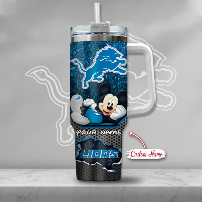 Detroit Lions Nfl Custom Stanley Quencher 40Oz Stainless Steel Tumbler With Handle - Image 2