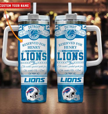 Detroit Lions Nfl Custom Stanley Quencher 40Oz Stainless Steel Tumbler With Handle