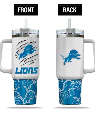 Detroit Lions Nfl Custom Stanley Quencher 40Oz Stainless Steel Tumbler With Handle