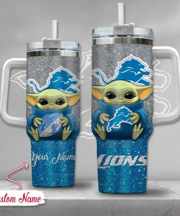 Detroit Lions Nfl Custom Stanley Quencher 40Oz Stainless Steel Tumbler With Handle
