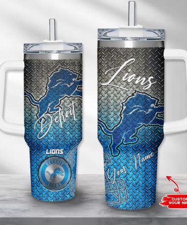 Detroit Lions Nfl Custom Stanley Quencher 40Oz Stainless Steel Tumbler With Handle