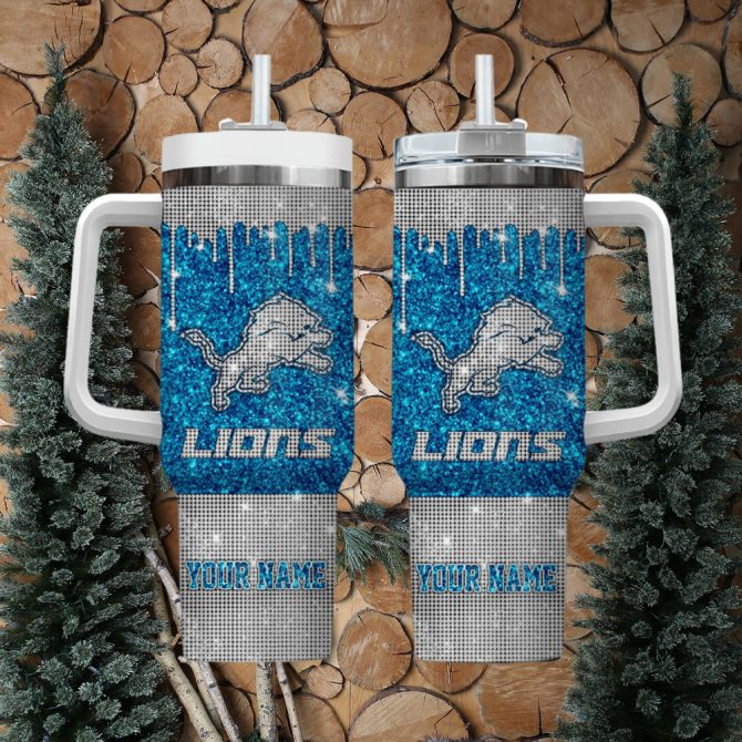 Detroit Lions Nfl Custom Stanley Quencher 40Oz Stainless Steel Tumbler With Handle - Image 2
