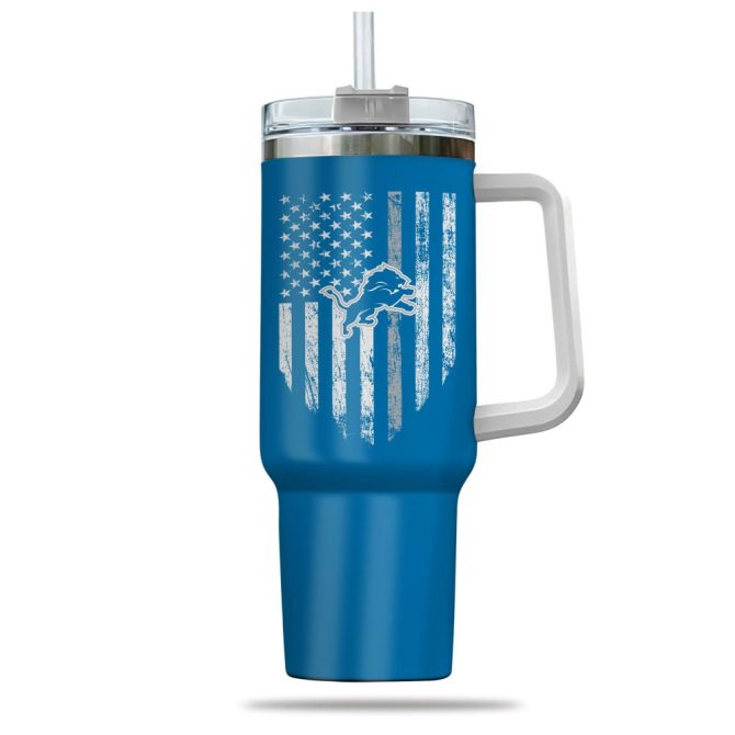 Detroit Lions Nfl Custom Stanley Quencher 40Oz Stainless Steel Tumbler With Handle - Image 2