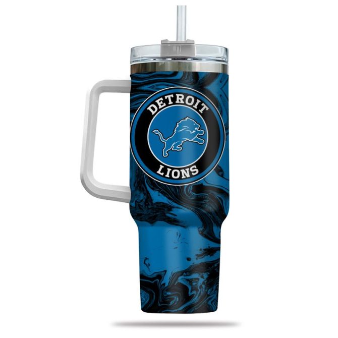 Detroit Lions Nfl Custom Stanley Quencher 40Oz Stainless Steel Tumbler With Handle - Image 3