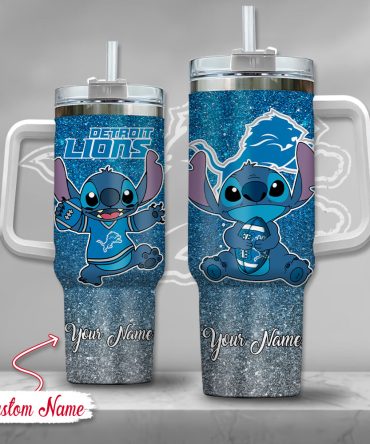 Detroit Lions Nfl Custom Stanley Quencher 40Oz Stainless Steel Tumbler With Handle