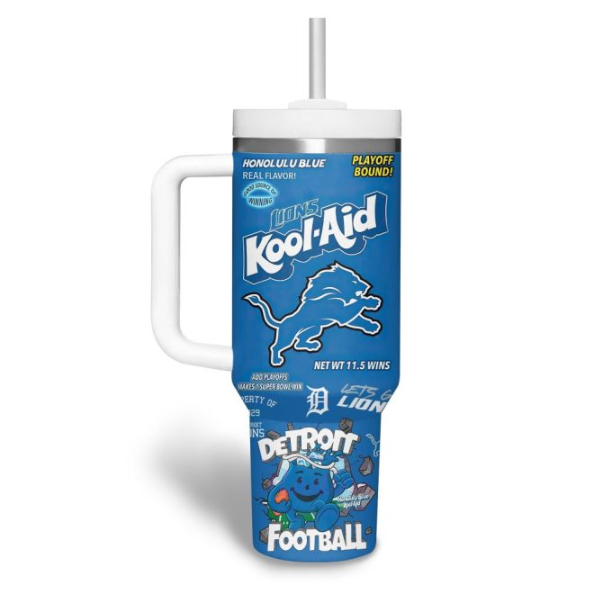 Detroit Lions Nfl Custom Stanley Quencher 40Oz Stainless Steel Tumbler With Handle - Image 2