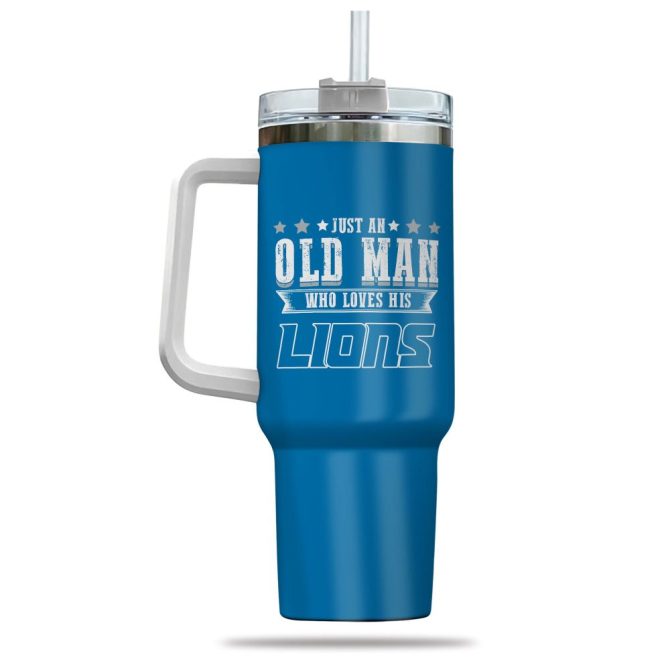Detroit Lions Nfl Custom Stanley Quencher 40Oz Stainless Steel Tumbler With Handle - Image 3