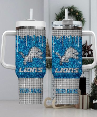 Detroit Lions Nfl Custom Stanley Quencher 40Oz Stainless Steel Tumbler With Handle