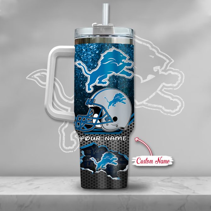 Detroit Lions Nfl Custom Stanley Quencher 40Oz Stainless Steel Tumbler With Handle - Image 3