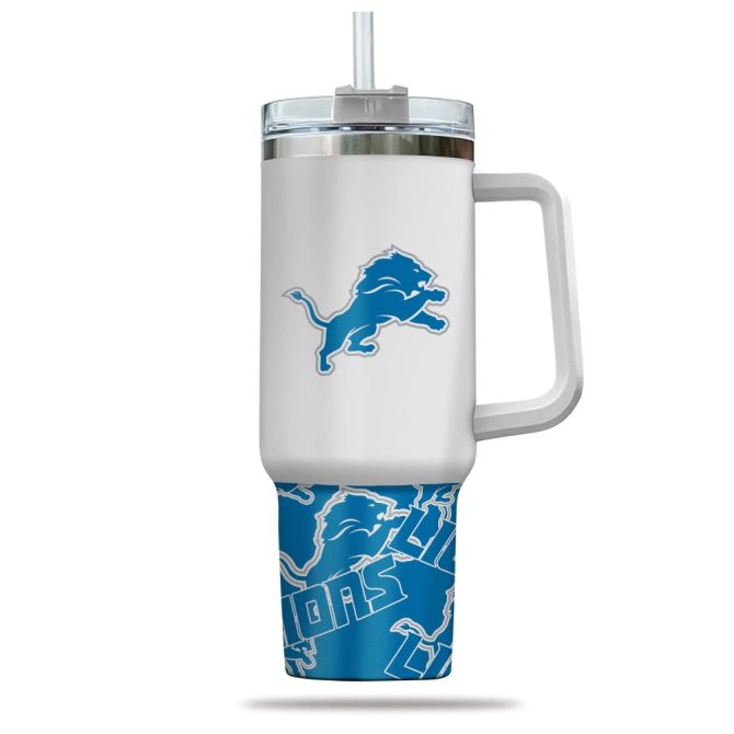 Detroit Lions Nfl Custom Stanley Quencher 40Oz Stainless Steel Tumbler With Handle - Image 2