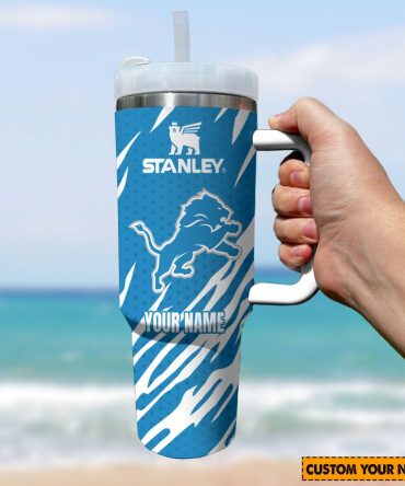 Detroit Lions Nfl Custom Stanley Quencher 40Oz Stainless Steel Tumbler With Handle