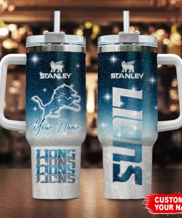 Detroit Lions Nfl Custom Stanley Quencher 40Oz Stainless Steel Tumbler With Handle