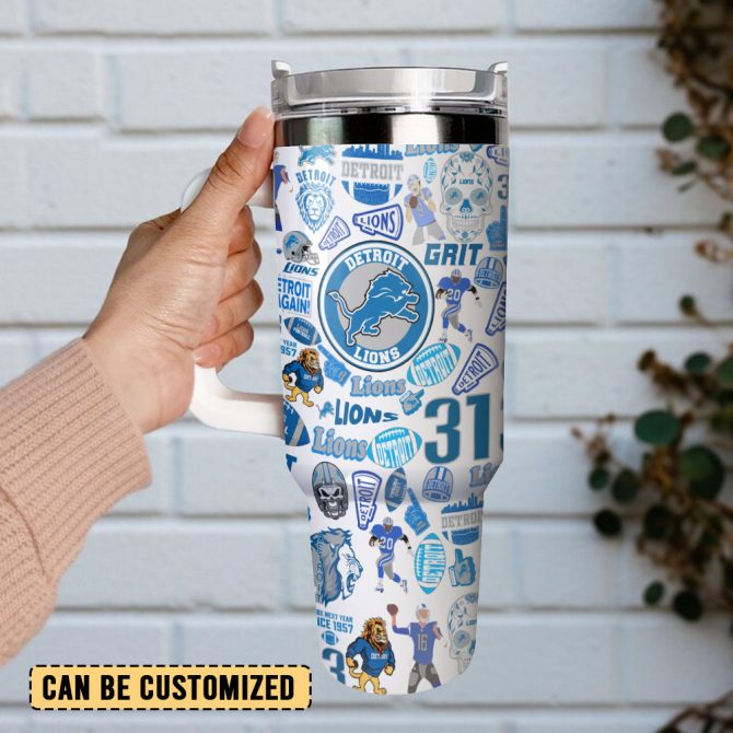 Detroit Lions Nfl Sports Custom Stanley Quencher 40Oz Stainless Steel Tumbler With Handle - Image 3