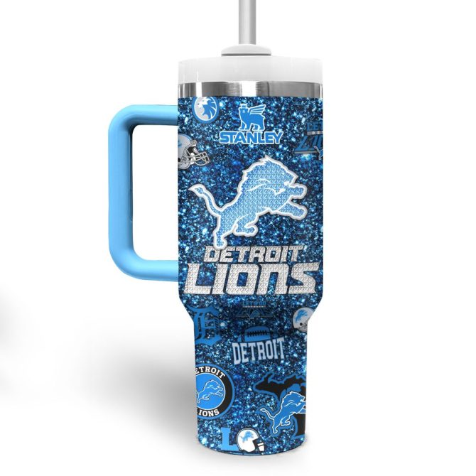 Detroit Lions Nfl Sports Custom Stanley Quencher 40Oz Stainless Steel Tumbler With Handle - Image 4