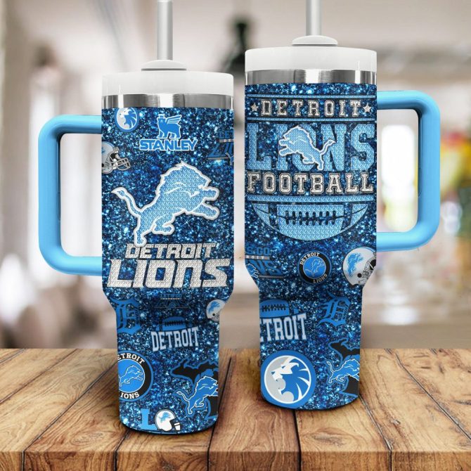 Detroit Lions Nfl Sports Custom Stanley Quencher 40Oz Stainless Steel Tumbler With Handle