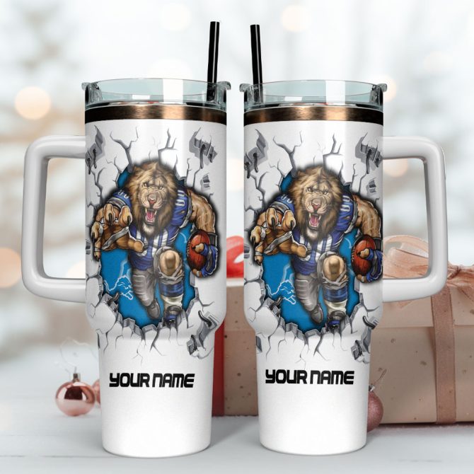 Detroit Lions Nfl Sports Custom Stanley Quencher 40Oz Stainless Steel Tumbler With Handle - Image 4