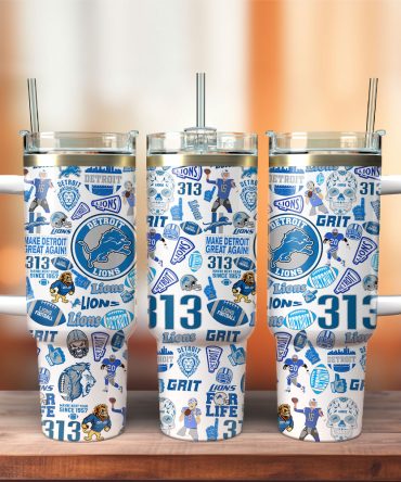 Detroit Lions Nfl Sports Custom Stanley Quencher 40Oz Stainless Steel Tumbler With Handle