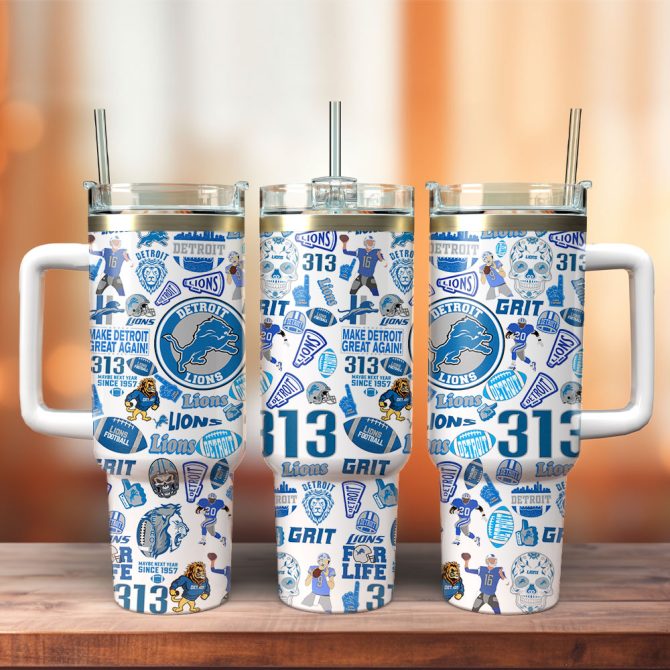 Detroit Lions Nfl Sports Custom Stanley Quencher 40Oz Stainless Steel Tumbler With Handle