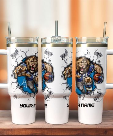 Detroit Lions Nfl Sports Custom Stanley Quencher 40Oz Stainless Steel Tumbler With Handle