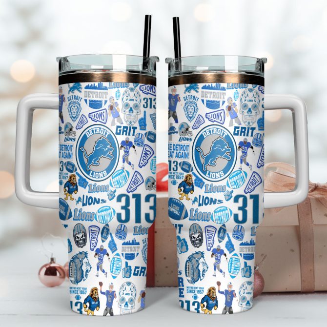 Detroit Lions Nfl Sports Custom Stanley Quencher 40Oz Stainless Steel Tumbler With Handle - Image 4