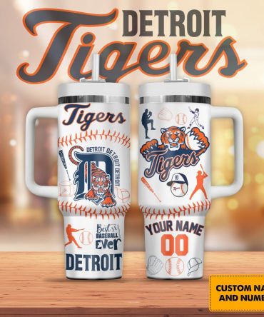 Detroit Tigers Mlb Custom Stanley Quencher 40Oz Stainless Steel Tumbler