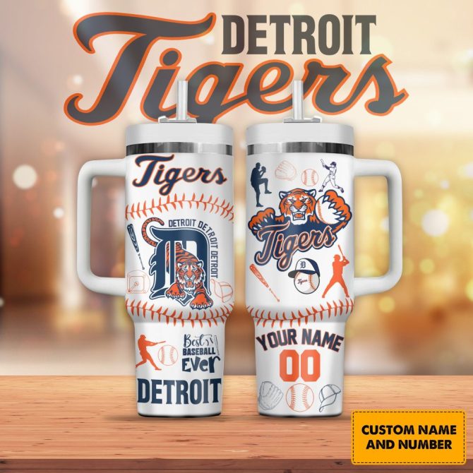 Detroit Tigers Mlb Custom Stanley Quencher 40Oz Stainless Steel Tumbler