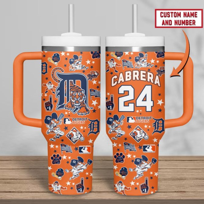 Detroit Tigers Mlb Custom Stanley Quencher 40Oz Stainless Steel Tumbler