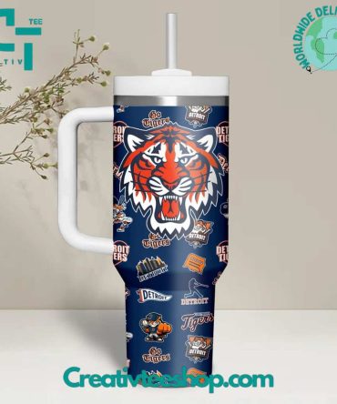 Detroit Tigers Mlb Custom Stanley Quencher 40Oz Stainless Steel Tumbler With Handle