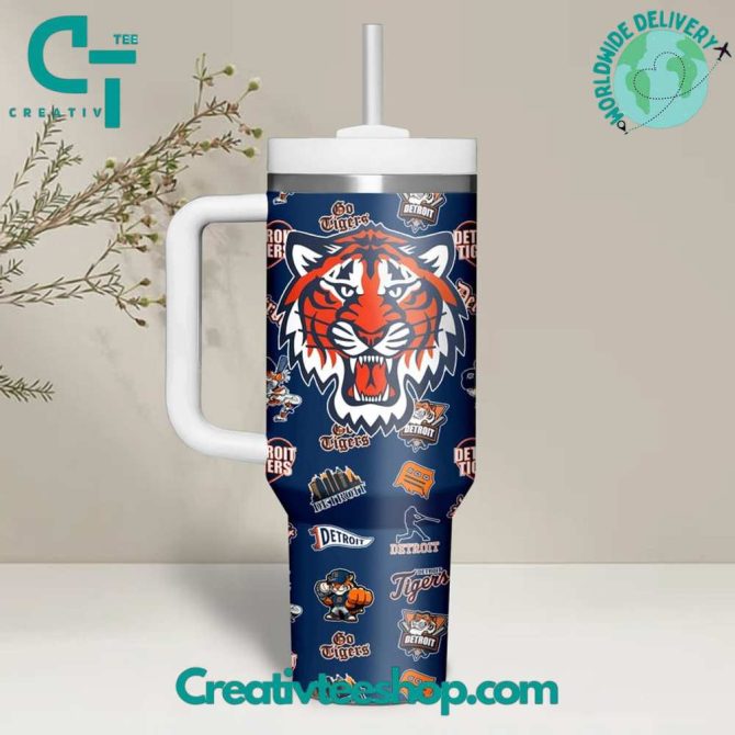 Detroit Tigers Mlb Custom Stanley Quencher 40Oz Stainless Steel Tumbler With Handle
