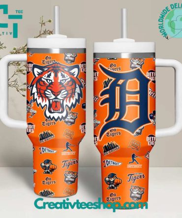 Detroit Tigers Mlb Custom Stanley Quencher 40Oz Stainless Steel Tumbler With Handle