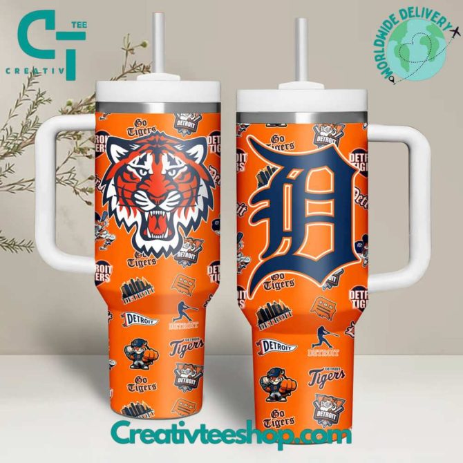 Detroit Tigers Mlb Custom Stanley Quencher 40Oz Stainless Steel Tumbler With Handle