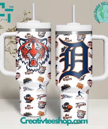 Detroit Tigers Mlb Custom Stanley Quencher 40Oz Stainless Steel Tumbler With Handle